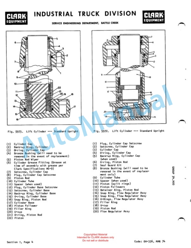 Clark Clarklift C500 Overhaul Instructions OH-431 4 Clark Clarklift C500 Overhaul Instructions OH-431-4