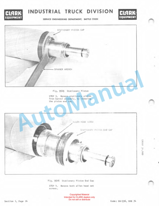 Clark Clarklift C500 Overhaul Instructions OH-431 5 Clark Clarklift C500 Overhaul Instructions OH-431-5