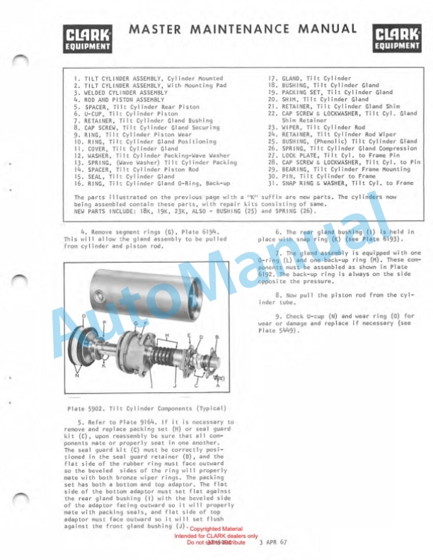 Clark Clarklift C500 Overhaul Instructions OH-433 4 Clark Clarklift C500 Overhaul Instructions OH-433-4