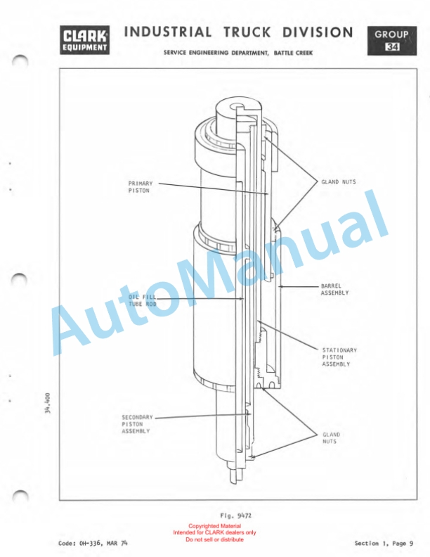 Clark Clarklift C500 Overhaul Instructions OH-433 5 Clark Clarklift C500 Overhaul Instructions OH-433-5