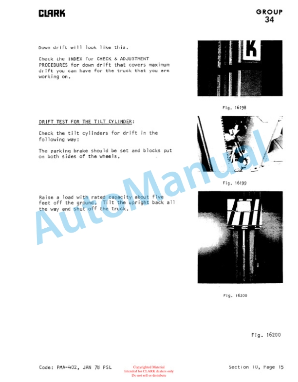 Clark Clarklift C500 Planned Maintenance and Adjustment Procedures Manual PMA-534 3 Clark Clarklift C500 Planned Maintenance and Adjustment Procedures Manual PMA-534-3