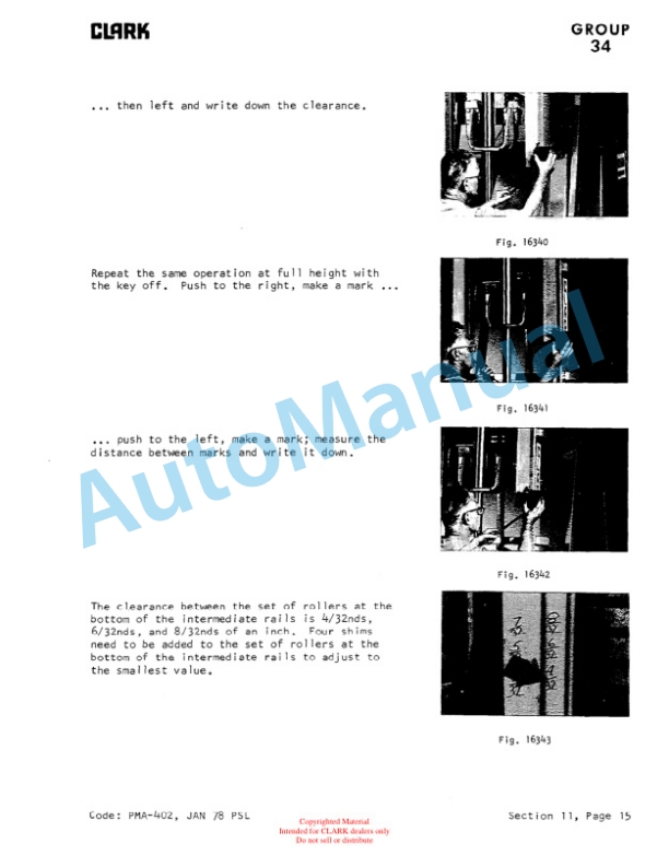 Clark Clarklift C500 Planned Maintenance and Adjustment Procedures Manual PMA-534 5 Clark Clarklift C500 Planned Maintenance and Adjustment Procedures Manual PMA-534-5