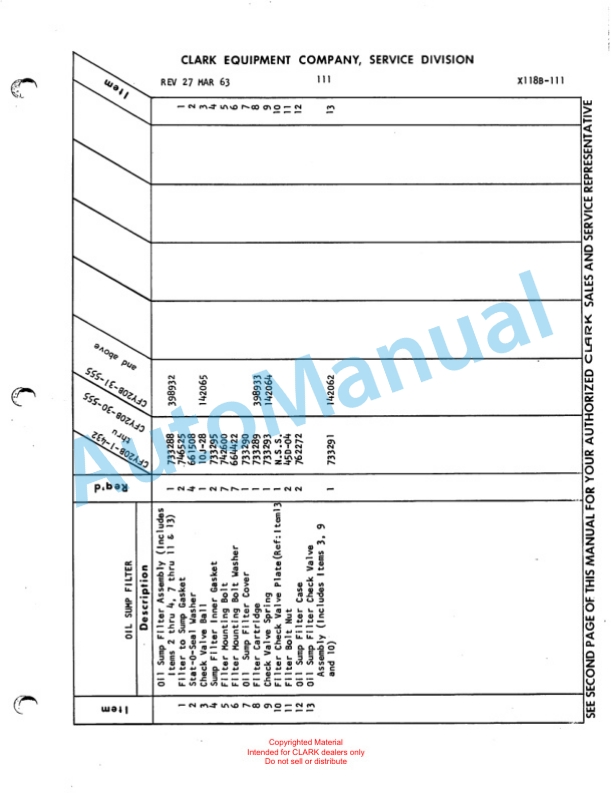 Clark Clarklift CFY 20 B Maintenance Manual and Parts Book X118B 765 3 Clark Clarklift CFY 20 B Maintenance Manual and Parts Book X118B 765-3
