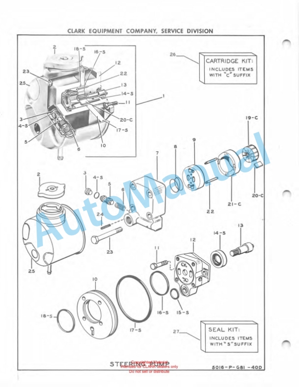Clark Clarklift CFY 40B Maintenance Manual and Parts Book GX 108A1 3 Clark Clarklift CFY 40B Maintenance Manual and Parts Book GX 108A1-3