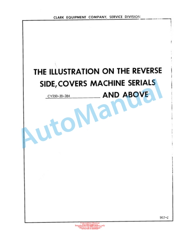 Clark Clarklift CY 350 Maintenance Manual and Parts Book 83A 3 Clark Clarklift CY 350 Maintenance Manual and Parts Book 83A-3