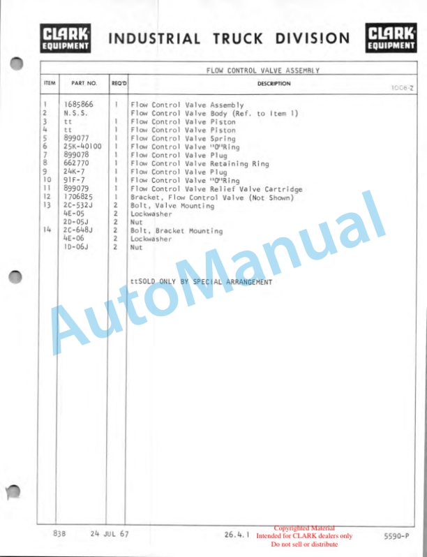 Clark Clarklift CY 350B - 500B Maintenance Manual and Parts Book 83BD 4 Clark Clarklift CY 350B - 500B Maintenance Manual and Parts Book 83BD-4