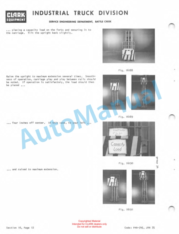 Clark Clarklift Electric EC-60, EC-70, EC-80 B 36-48 Volt Planned Maintenance and Adjustment Procedures Manual PMA-377 3 Clark Clarklift Electric EC-60, EC-70, EC-80 B 36-48 Volt Planned Maintenance and Adjustment Procedures Manual PMA-377-3