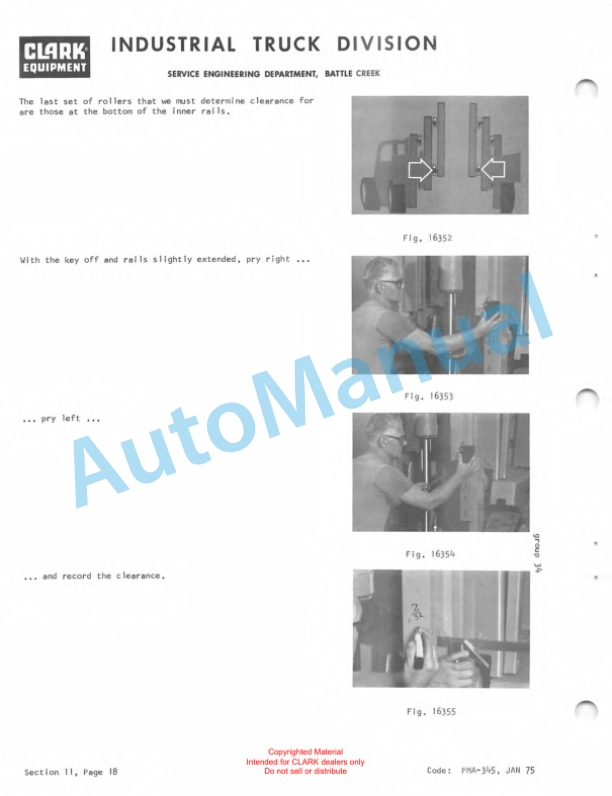 Clark Clarklift Electric EC-60, EC-70, EC-80 B 36-48 Volt Planned Maintenance and Adjustment Procedures Manual PMA-377 5 Clark Clarklift Electric EC-60, EC-70, EC-80 B 36-48 Volt Planned Maintenance and Adjustment Procedures Manual PMA-377-5