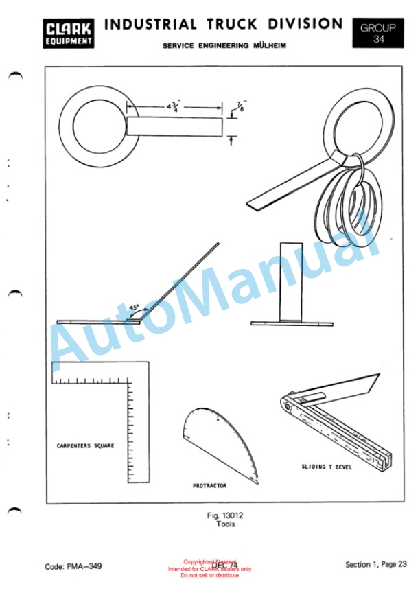Clark Clarklift H 500 Y Hydrotatic Drive Diesel Planned Maintenance and Adjustment Procedures Manual PMA-380 4 Clark Clarklift H 500 Y Hydrotatic Drive Diesel Planned Maintenance and Adjustment Procedures Manual PMA-380-4