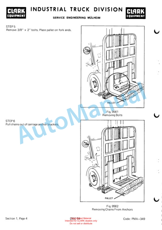 Clark Clarklift H 500 Y Hydrotatic Drive Gas-LPG Planned Maintenance and Adjustment Procedures Manual PMA-349 3 Clark Clarklift H 500 Y Hydrotatic Drive Gas-LPG Planned Maintenance and Adjustment Procedures Manual PMA-349-3