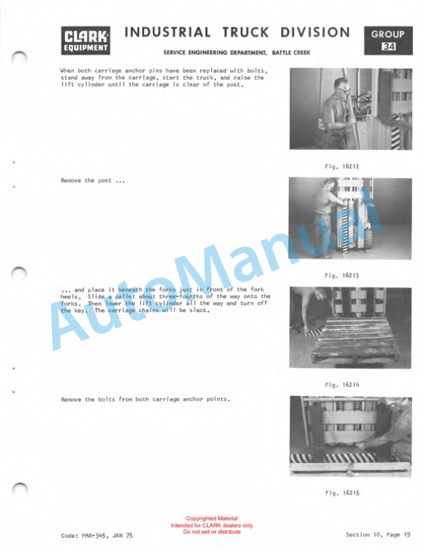 Clark Clarklift IT-40B Planned Maintenance and Adjustment Procedures Manual PMA-366 3 Clark Clarklift IT-40B Planned Maintenance and Adjustment Procedures Manual PMA-366-3
