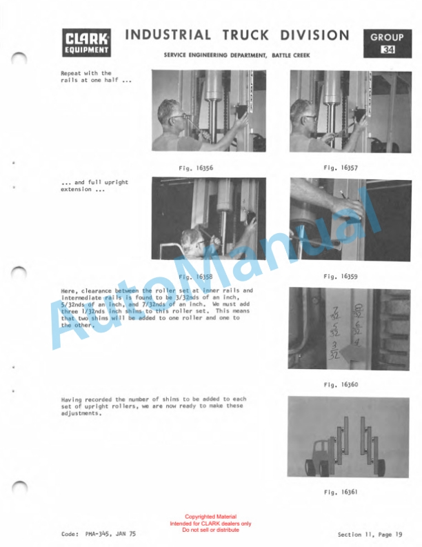Clark Clarklift IT-40B Planned Maintenance and Adjustment Procedures Manual PMA-366 5 Clark Clarklift IT-40B Planned Maintenance and Adjustment Procedures Manual PMA-366-5