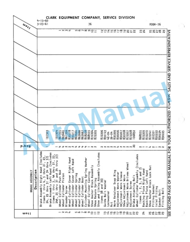 Clark Clarklift Model CFY 150 Maintenance Manual and Parts Book X38A 2 Clark Clarklift Model CFY 150 Maintenance Manual and Parts Book X38A-2
