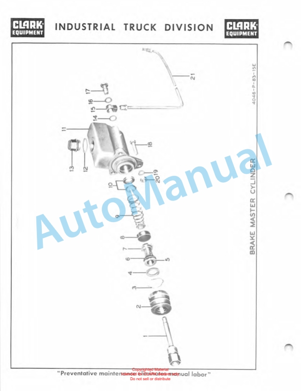 Clark Clarklift Model CY 165 Maintenance Manual and Parts Book X58A 4 Clark Clarklift Model CY 165 Maintenance Manual and Parts Book X58A-4