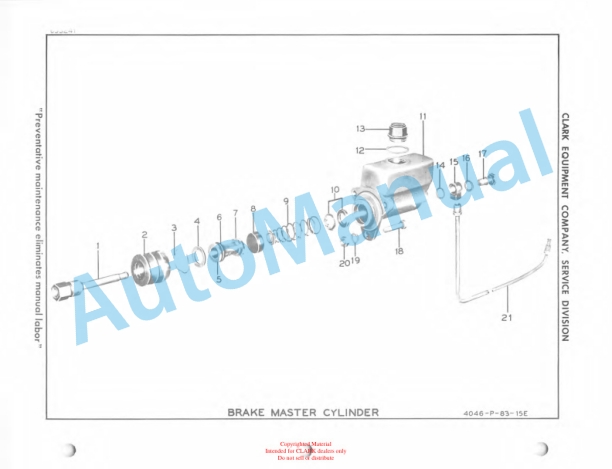 Clark Clarklift Model CY 180s Maintenance Manual and Parts Book X60A 4 Clark Clarklift Model CY 180s Maintenance Manual and Parts Book X60A-4
