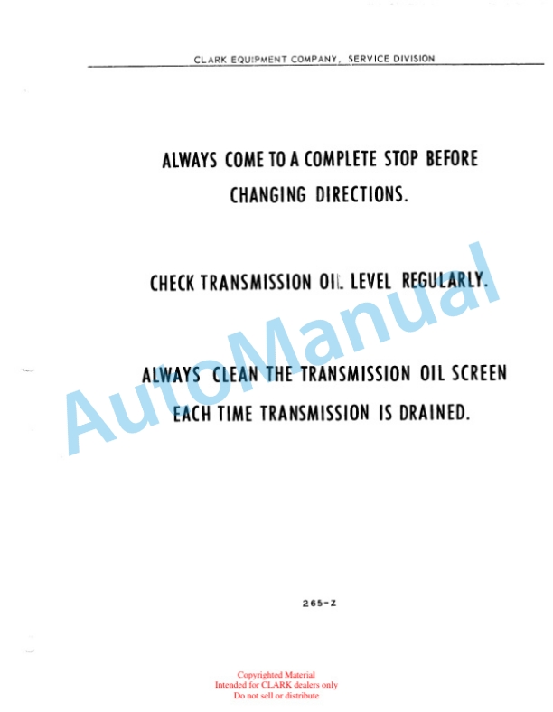 Clark Clarklift Model CY 6044 Parts Book GX 114A 4 Clark Clarklift Model CY 6044 Parts Book GX 114A-4