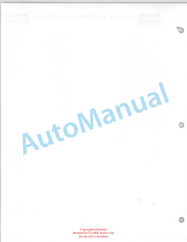 Clark Clarklift Model CY 60B Maintenance Manual and Parts Book GX 114A1 2 Clark Clarklift Model CY 60B Maintenance Manual and Parts Book GX 114A1-2