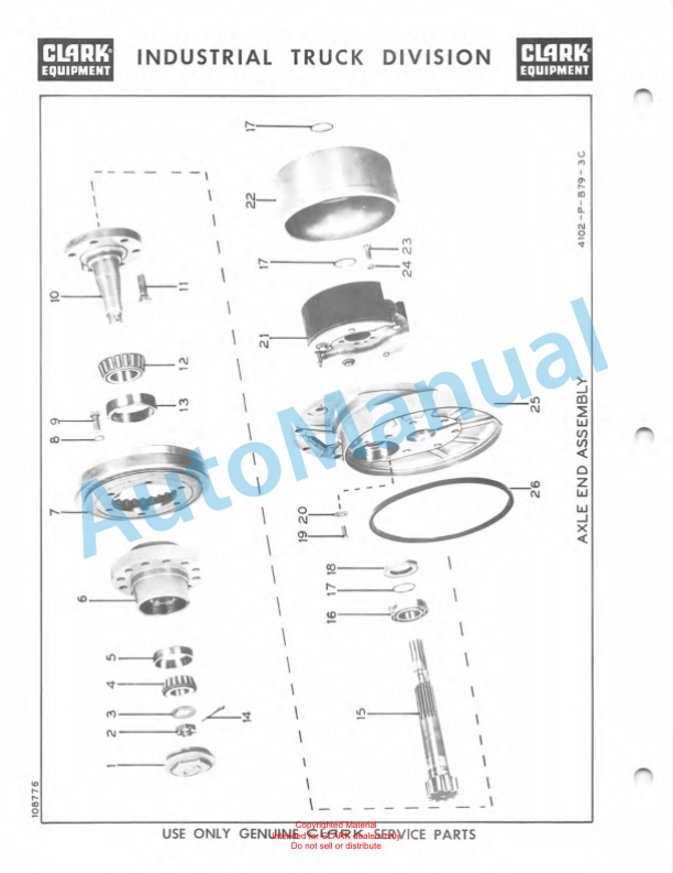 Clark Clarklift Model CY20B Maintenance Manual and Parts Book X26B 747 2 Clark Clarklift Model CY20B Maintenance Manual and Parts Book X26B 747-2