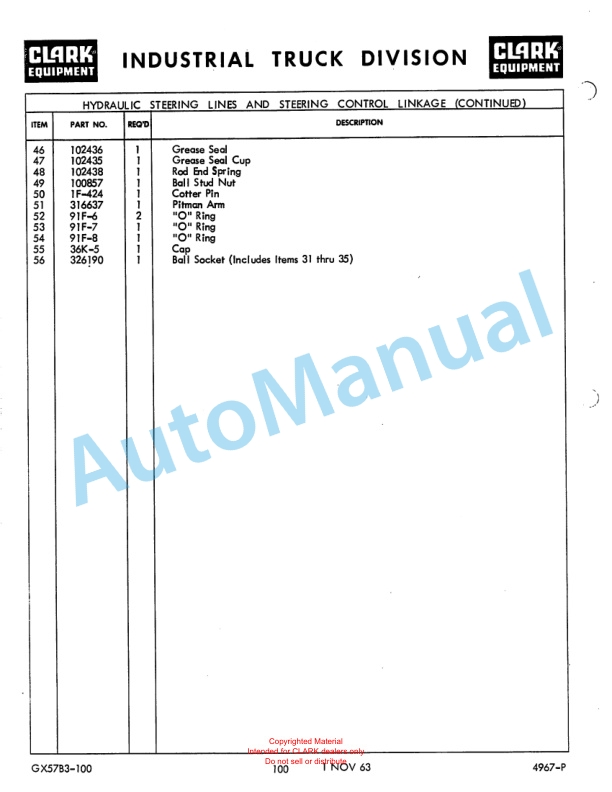 Clark Clarklift Model DCY 150 B Diesel Maintenance Manual and Parts Book GX 57B3 2 Clark Clarklift Model DCY 150 B Diesel Maintenance Manual and Parts Book GX 57B3-2