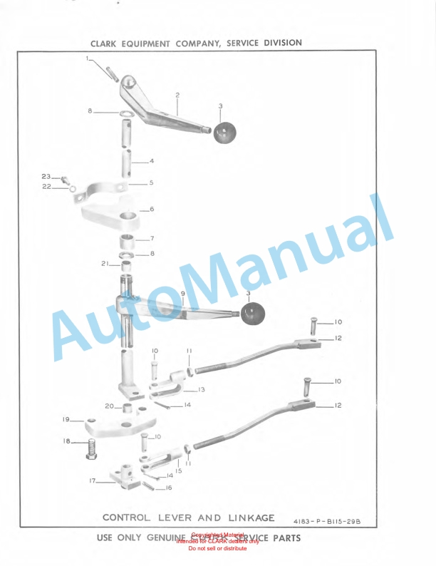 Clark Clarklift Ranger 60 B Parts Book X103B 794 4 Clark Clarklift Ranger 60 B Parts Book X103B 794-4