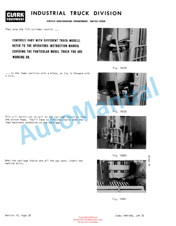 Clark Clarklift ROS 25, 40 Planned Maintenance and Adjustment Procedures Manual PMA-322 4 Clark Clarklift ROS 25, 40 Planned Maintenance and Adjustment Procedures Manual PMA-322-4