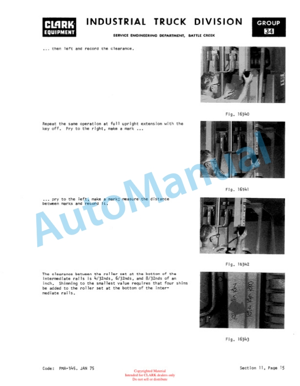 Clark Clarklift ROS 25, 40 Planned Maintenance and Adjustment Procedures Manual PMA-322 5 Clark Clarklift ROS 25, 40 Planned Maintenance and Adjustment Procedures Manual PMA-322-5
