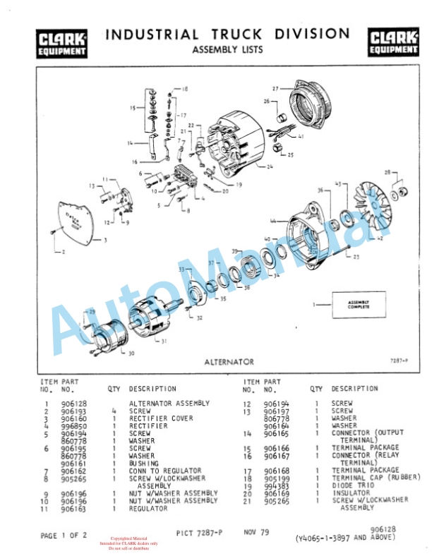 Clark Clarklift Y4065 Diesel Parts Book Y157 6460 2 Clark Clarklift Y4065 Diesel Parts Book Y157 6460-2