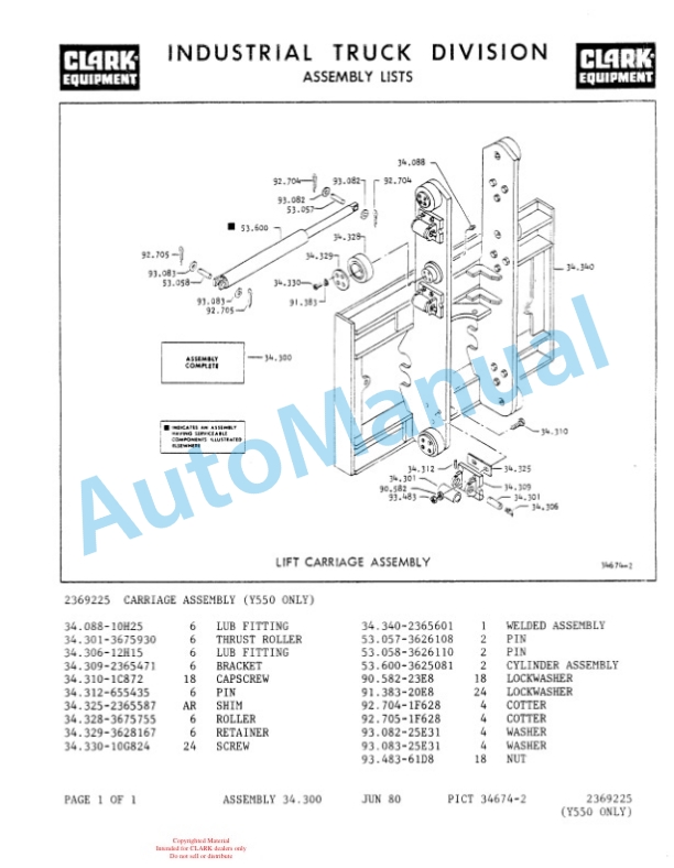 Clark Clarklift Y4065 Diesel Parts Book Y157 6460 4 Clark Clarklift Y4065 Diesel Parts Book Y157 6460-4