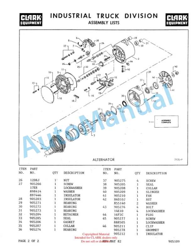 Clark Clarklift Y800 Diesel Parts Book Y163 6465 3 Clark Clarklift Y800 Diesel Parts Book Y163 6465-3