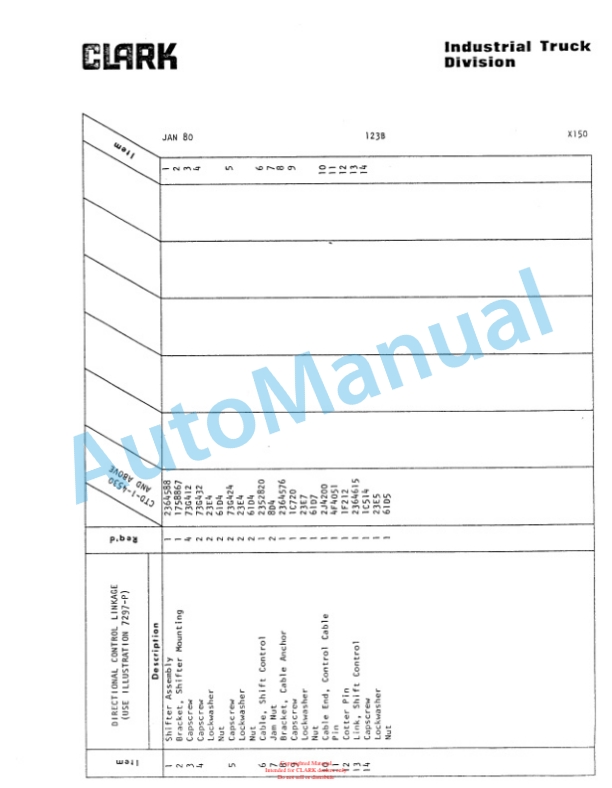 Clark Clarktor Diesel Automatic Parts Book X150 4530 4 Clark Clarktor Diesel Automatic Parts Book X150 4530-4