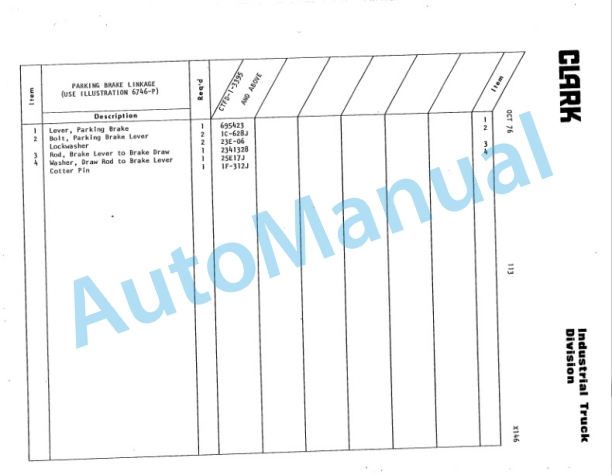 Clark Clarktor Diesel Parts Book X146 4225 3 Clark Clarktor Diesel Parts Book X146 4225-3