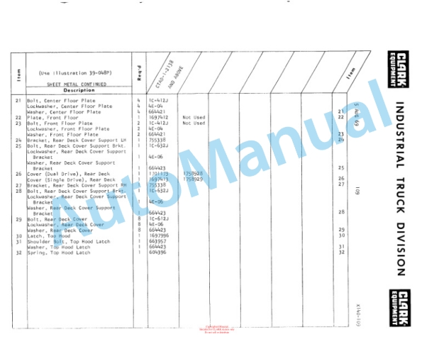 Clark Clarktor E Diesel Automatic Parts Book X140 3110 5 Clark Clarktor E Diesel Automatic Parts Book X140 3110-5