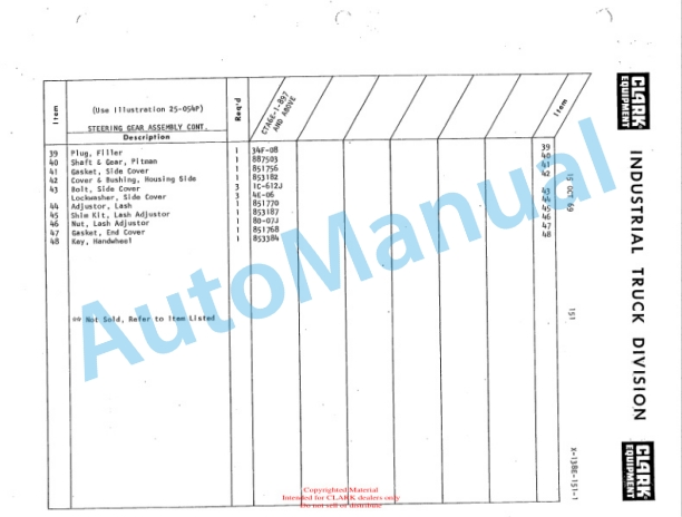 Clark Clarktor E Parts Book X138E 2291 5 Clark Clarktor E Parts Book X138E 2291-5