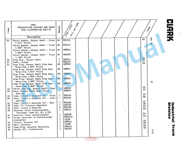 Alternative view of Clark Clarktor Parts Book X147 4530