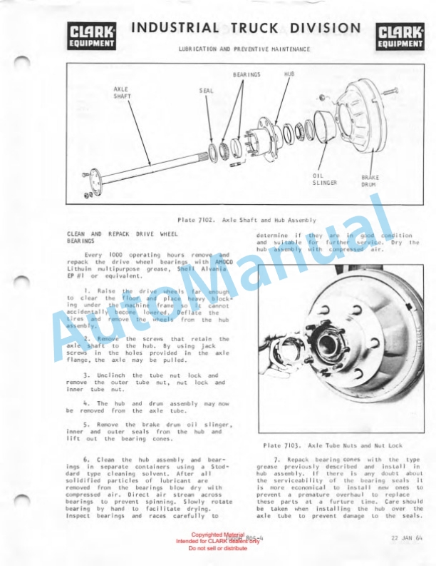 Clark Clarktor Tow Tractor Gas Model Overhaul Instructions OH-438 3 Clark Clarktor Tow Tractor Gas Model Overhaul Instructions OH-438-3