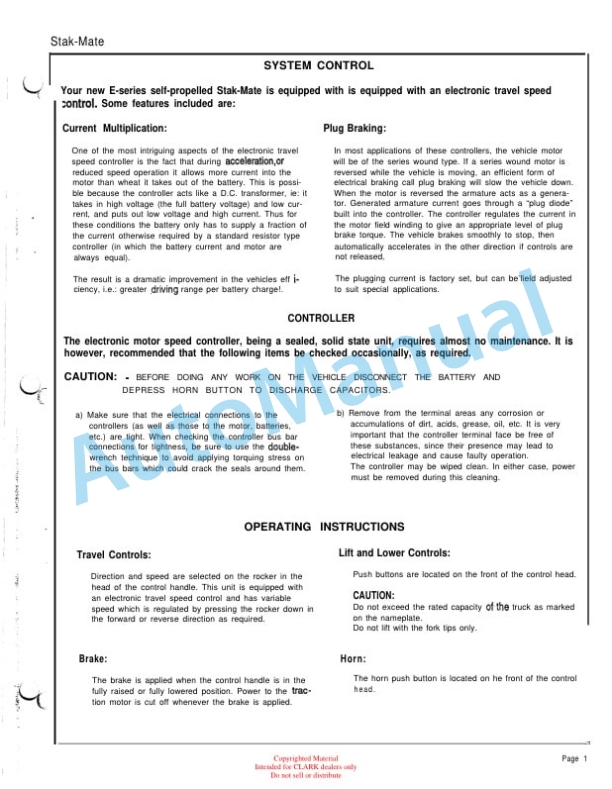 Clark CM5, CM7, CP 7, CP 10, CP 12 Service and Parts Manual 4 Clark CM5, CM7, CP 7, CP 10, CP 12 Service and Parts Manual - Image 4