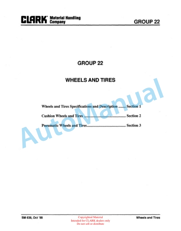 Clark CMP 15, 18, 20, 25, 30 Service Manual SM-638 3 Clark CMP 15, 18, 20, 25, 30 Service Manual SM-638 - Image 3