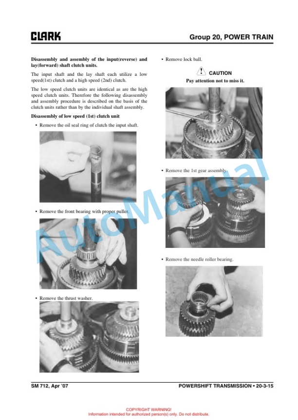 Clark CMP 40, 45, 50S D, L Service Manual SM-712 5 Clark CMP 40, 45, 50S D, L Service Manual SM-712 - Image 5