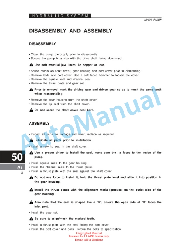 Clark CMP15-20s D, L Service Manual SM-687 5 Clark CMP15-20s D, L Service Manual SM-687 - Image 5