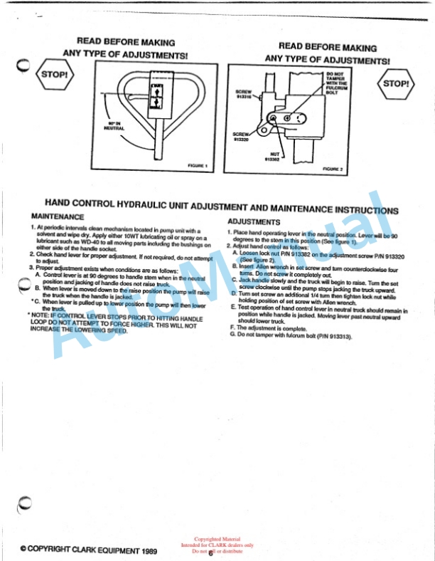 Clark CPT E45 Hand Hydraulic Pallet Truck Service and Parts Manual 3 Clark CPT E45 Hand Hydraulic Pallet Truck Service and Parts Manual-3