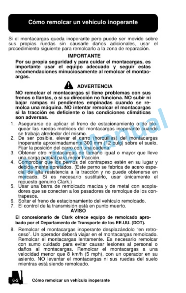 Clark CQ 20, 25, 30 D, CQ 20, 25, 30 L Operator Manual OM-788 SPA 3 Clark CQ 20, 25, 30 D, CQ 20, 25, 30 L Operator Manual OM-788 SPA-3