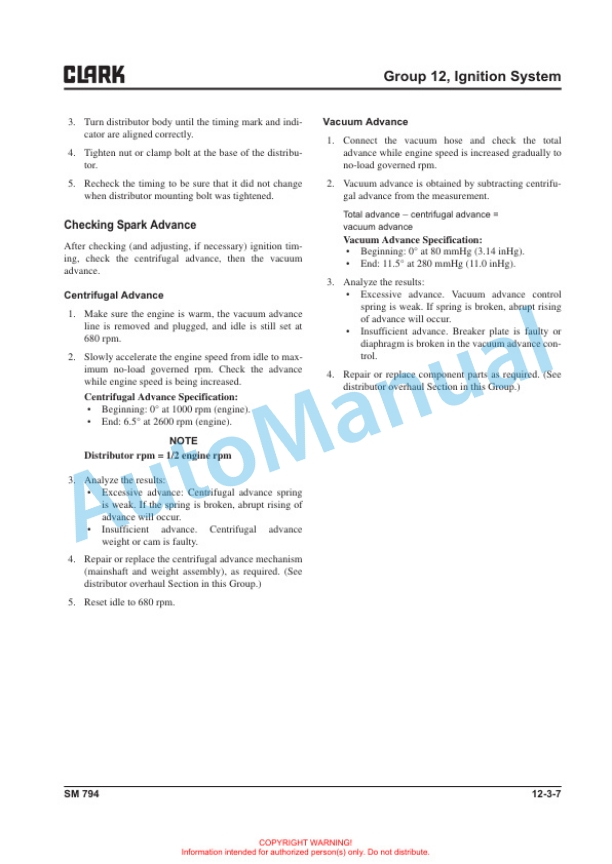 Clark CQ 20, 25, 30 D, CQ 20, 25, 30 L Service Manual SM-794 4 Clark CQ 20, 25, 30 D, CQ 20, 25, 30 L Service Manual SM-794 - Image 4