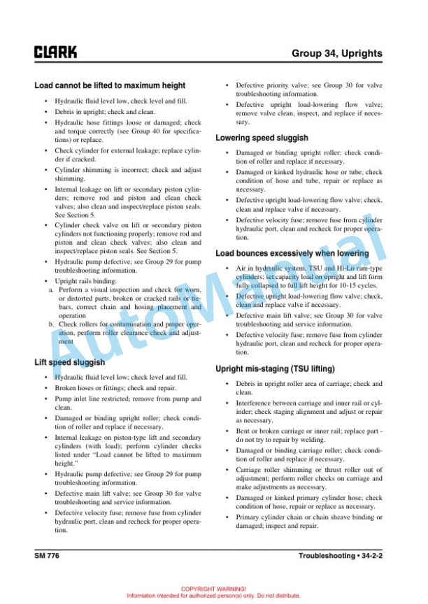 Clark CRX 10, 13, CRX 14, 15, 18, CRX 20, 25 Service Manual SM-776 5 Clark CRX 10, 13, CRX 14, 15, 18, CRX 20, 25 Service Manual SM-776 - Image 5