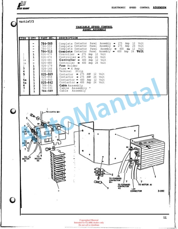 Alternative view of Clark CSP 15 Service and Parts Manual