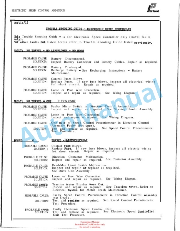 Clark CSP 15 Service and Parts Manual 3 Clark CSP 15 Service and Parts Manual - Image 3