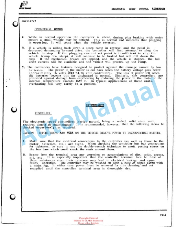 Clark CSP 15 Service and Parts Manual 5 Clark CSP 15 Service and Parts Manual - Image 5