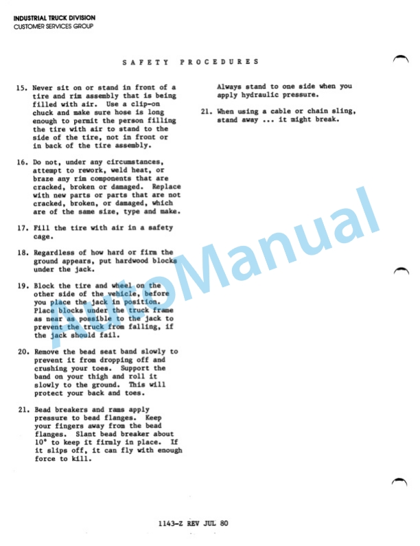 Clark CTA 30, CTA 40, CTA 50D Planned Maintenance and Adjustment Procedures Manual PMA-343 3 Clark CTA 30, CTA 40, CTA 50D Planned Maintenance and Adjustment Procedures Manual PMA-343-3