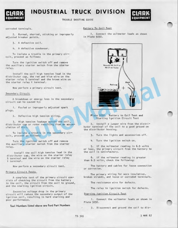 Clark CTA E-1-897 Model 20, 30, 40, 50 Operator Manual O-185-1 3 Clark CTA E-1-897 Model 20, 30, 40, 50 Operator Manual O-185-1-3