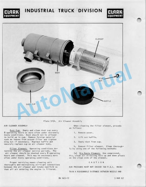 Clark CTA E-1-897 Model 20, 30, 40, 50 Operator Manual O-185-1 5 Clark CTA E-1-897 Model 20, 30, 40, 50 Operator Manual O-185-1-5