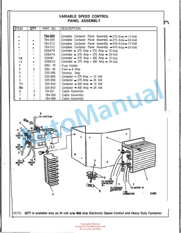 Alternative view of Clark CTR Service and Parts Manual SPM 640